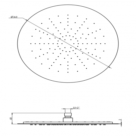 F.lli Frattini Docce Inox, Pomme de douche Ø34 cm