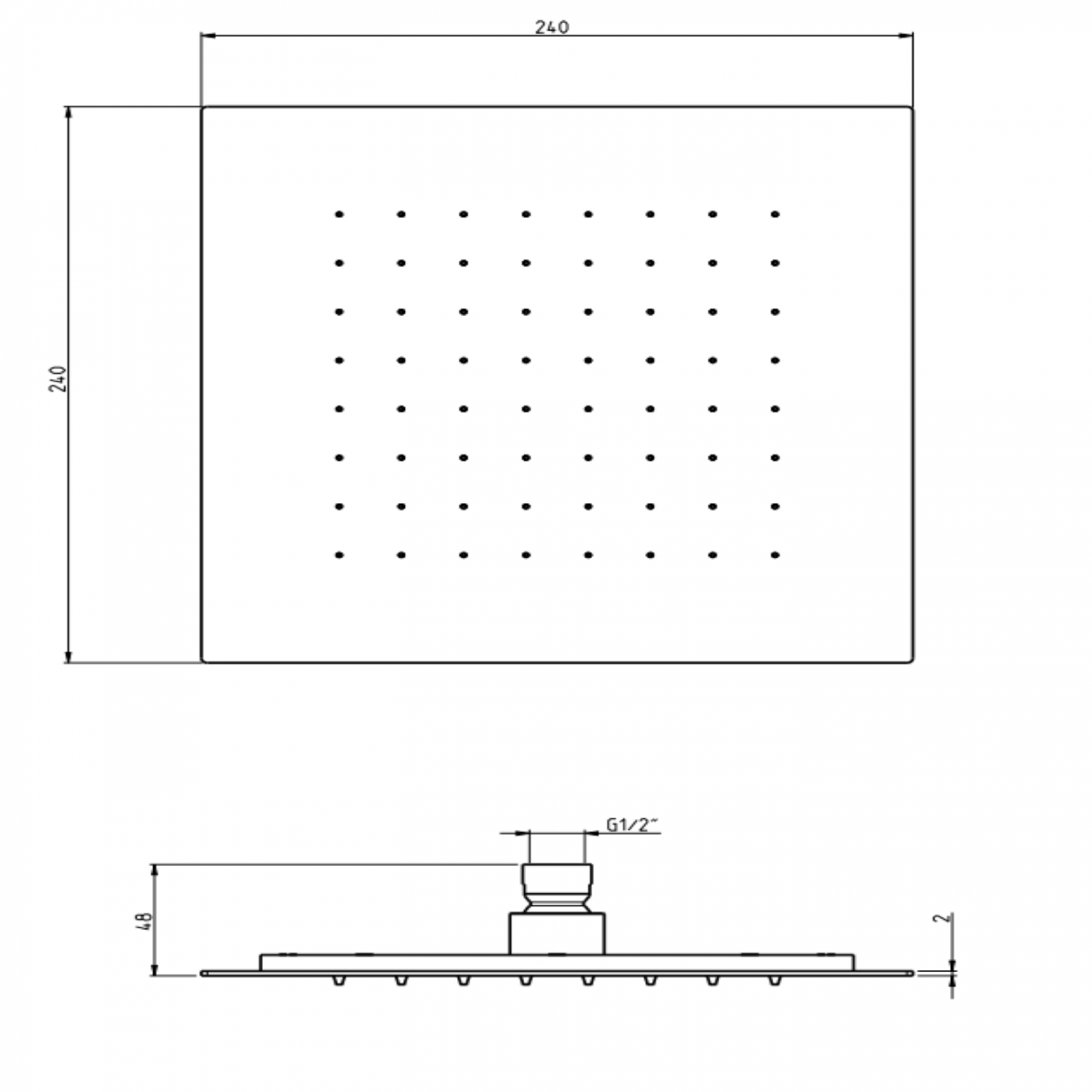 F.lli Frattini Docce Inox, Soffione 24x24 cm