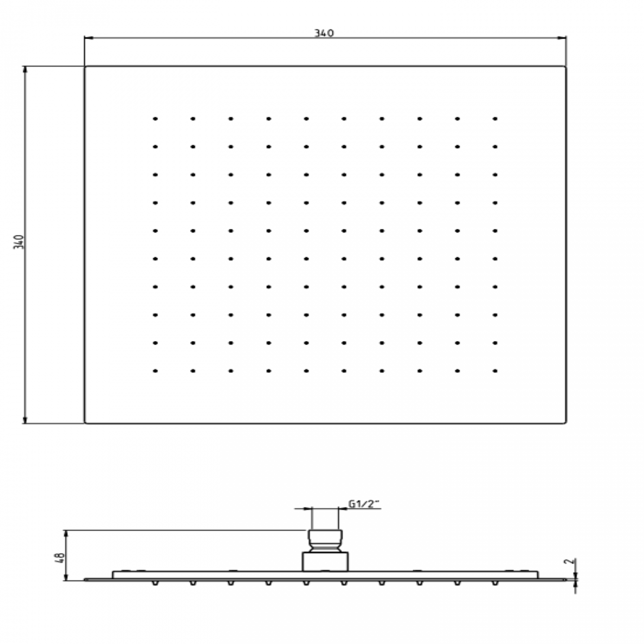 F.lli Frattini Docce Inox, Soffione 34x34 cm