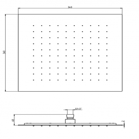 F.lli Frattini Docce Inox, Soffione 34x34 cm