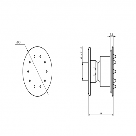 F.lli Frattini Docce Inox, Soffioncino laterale  Ø 5,2cm