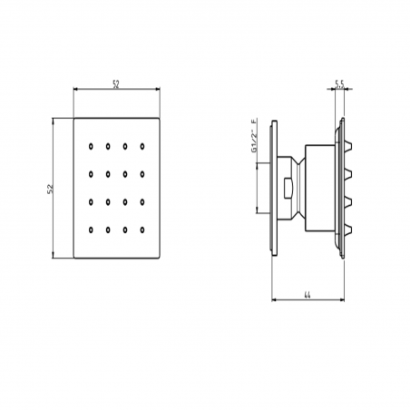 F.lli Frattini Docce Inox, Soffioncino laterale 5,2x5,2 cm