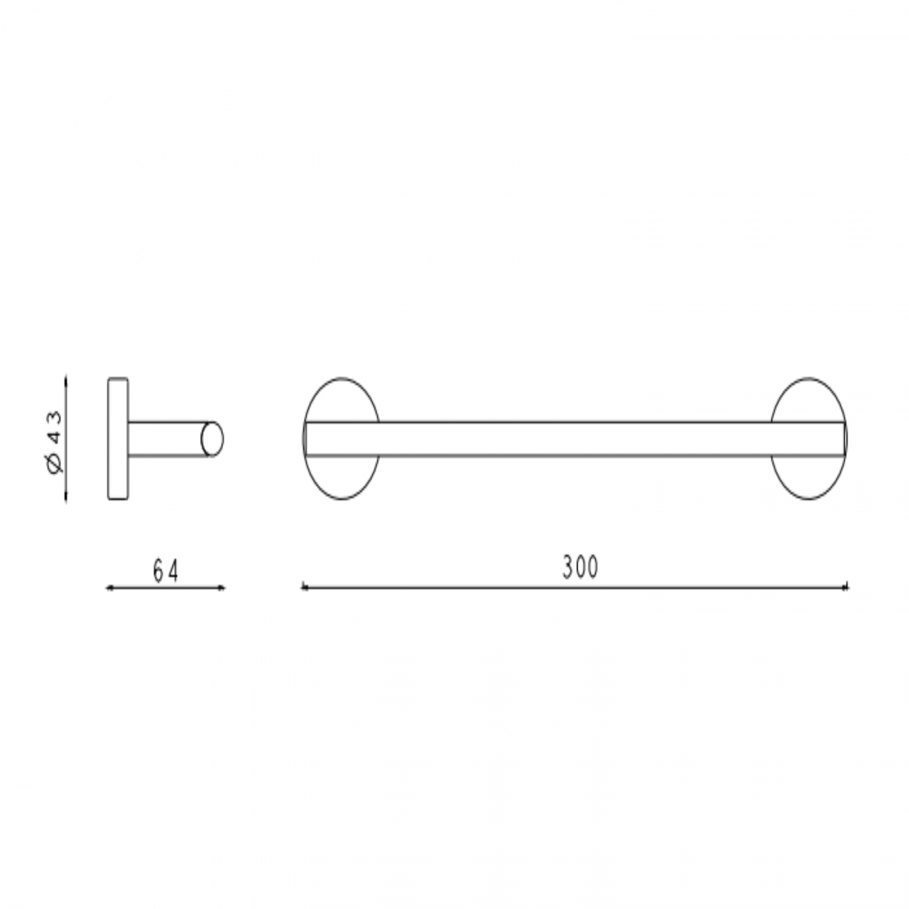 F.lli Frattini Accessori Inox, Porta salviette ad asta fissa cm 30