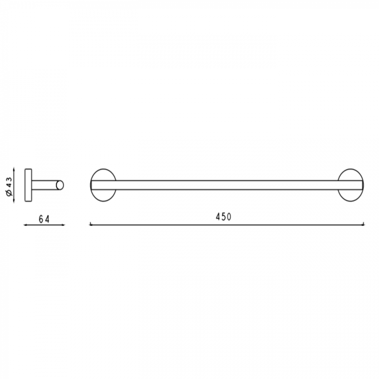 F.lli Frattini Accessori Inox, Towel holder with fixed rod cm 45