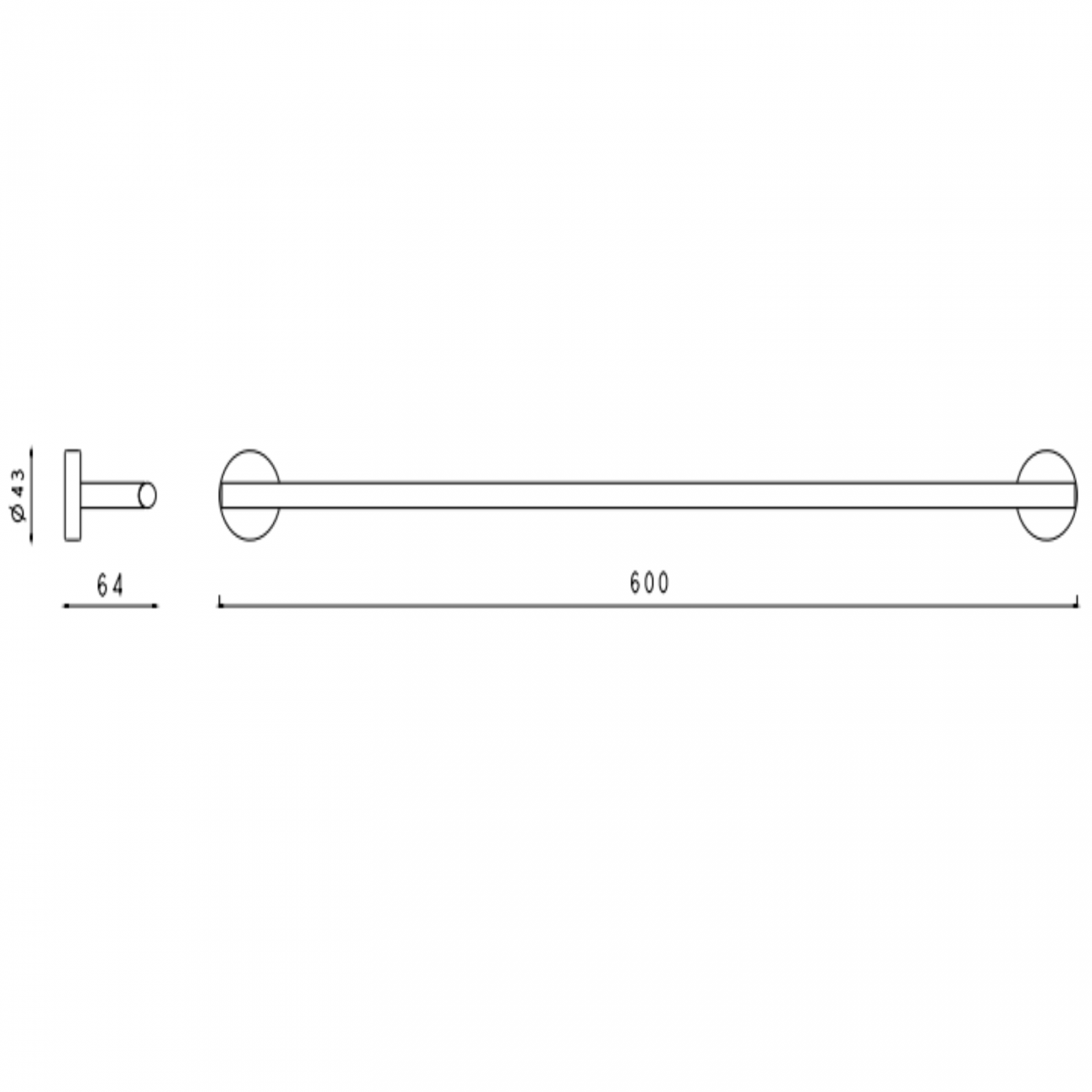 F.lli Frattini Accessori Inox, Towel holder with fixed rod cm 60