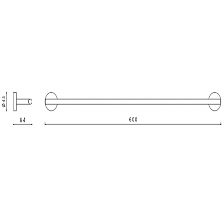 F.lli Frattini Accessori Inox, Porta salvietta ad asta fissa cm 60