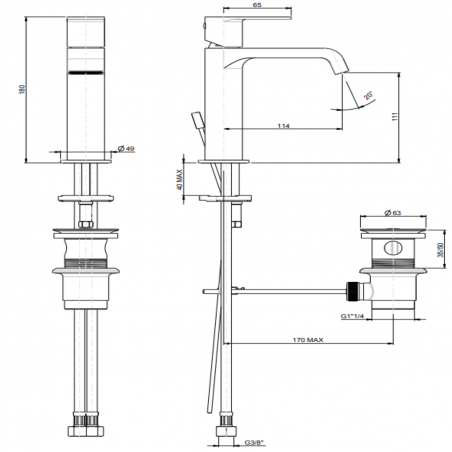 F.lli Frattini Tolomeo, Monocommande pour lavabo avec vidange 1"1/4