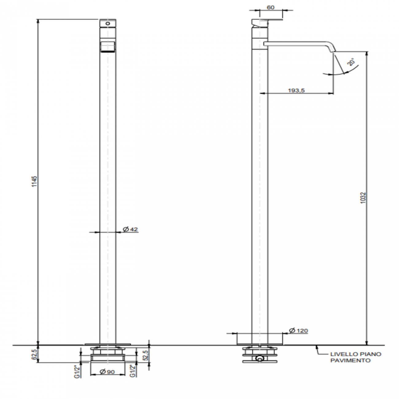 F.lli Frattini Tolomeo, Single lever washbasin floor