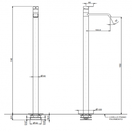 F.lli Frattini Tolomeo, Single lever washbasin floor