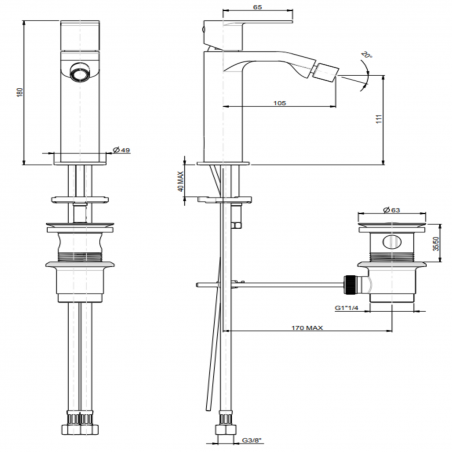 F.lli Frattini Tolomeo, Single-lever bidet mixer without pop-up waste