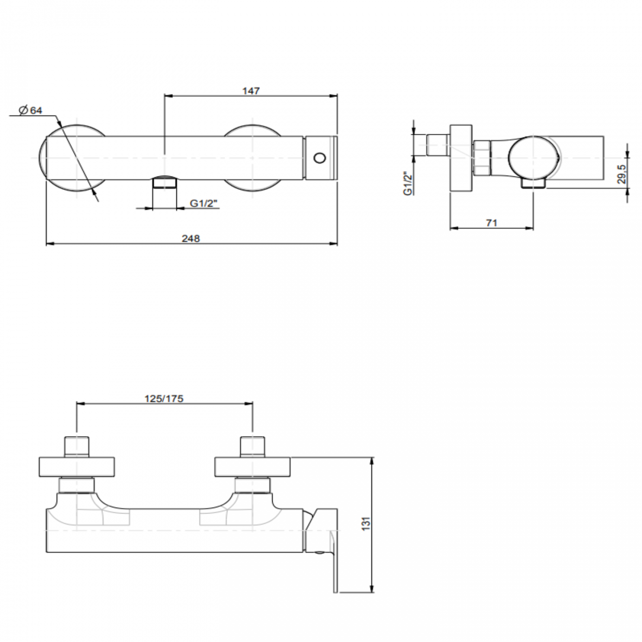 F.lli Frattini Tolomeo, External single-lever shower mixer with 1/2 lower connection