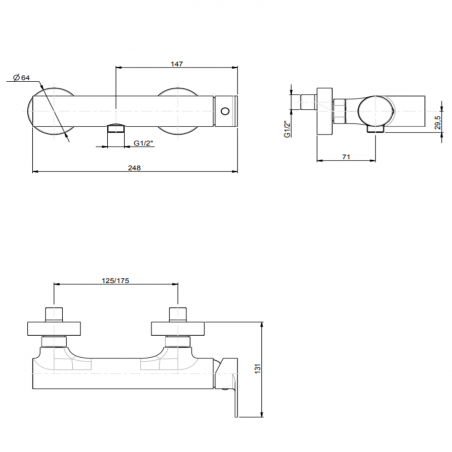 F.lli Frattini Tolomeo, External single-lever shower mixer with 1/2 lower connection