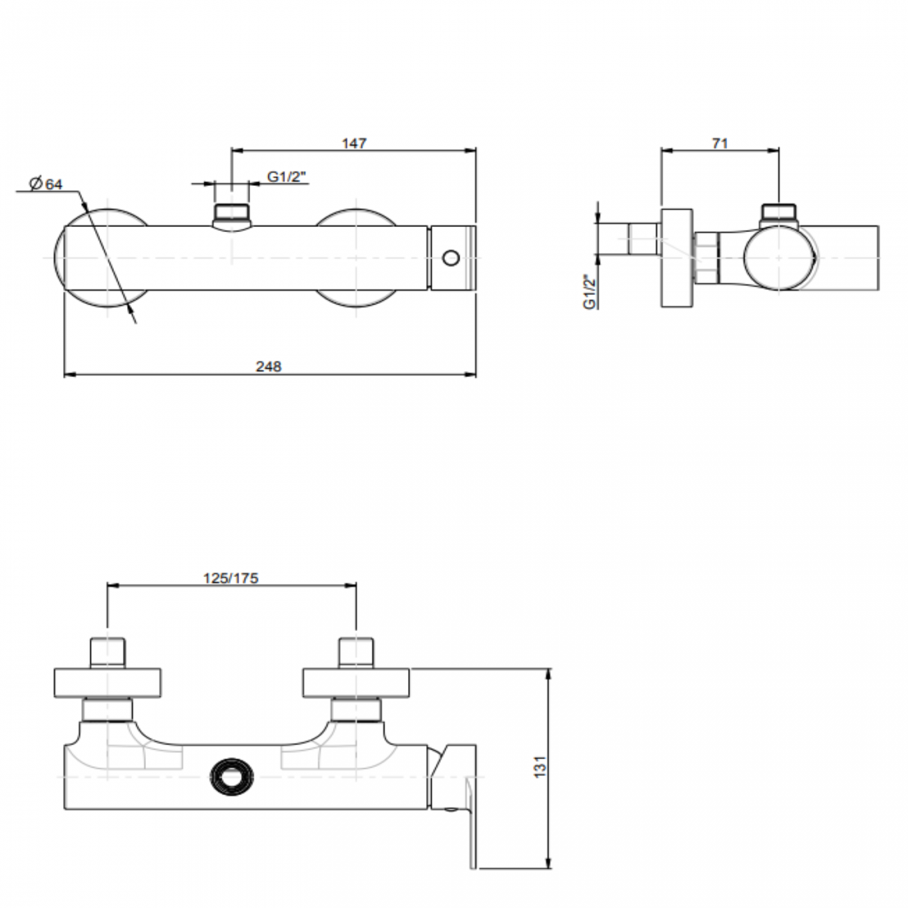F.lli Frattini Tolomeo, External single-lever shower mixer with 3/4 upper connection