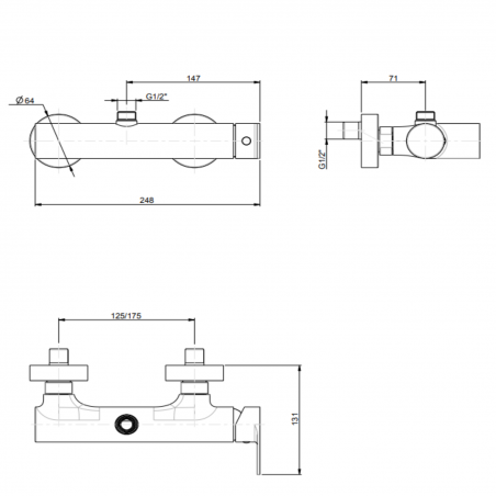 F.lli Frattini Tolomeo, External single-lever shower mixer with 3/4 upper connection
