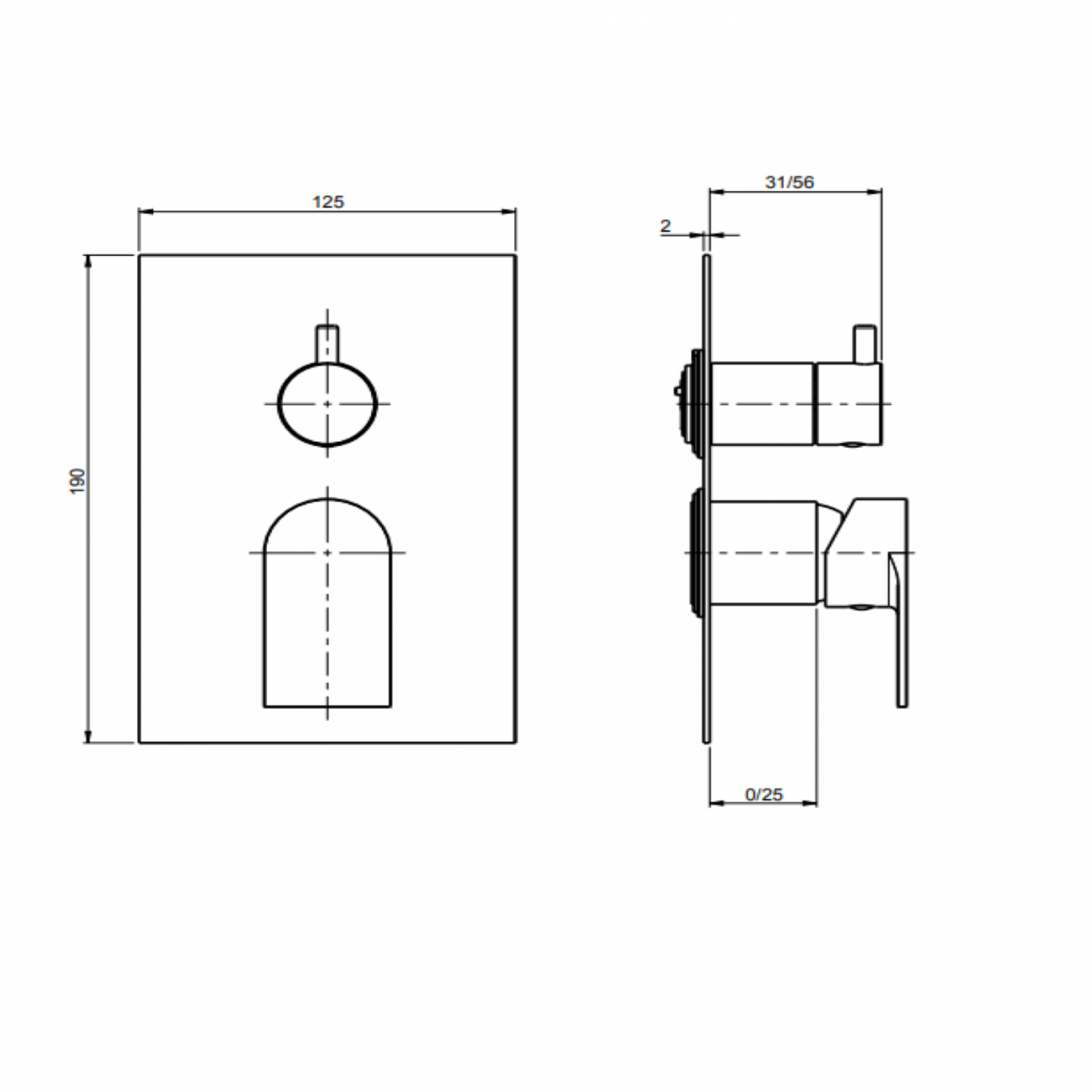 F.lli Frattini Tolomeo, Single lever recessed 2 ways