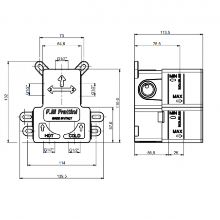 F.lli Frattini Tolomeo, Single lever recessed 2 ways