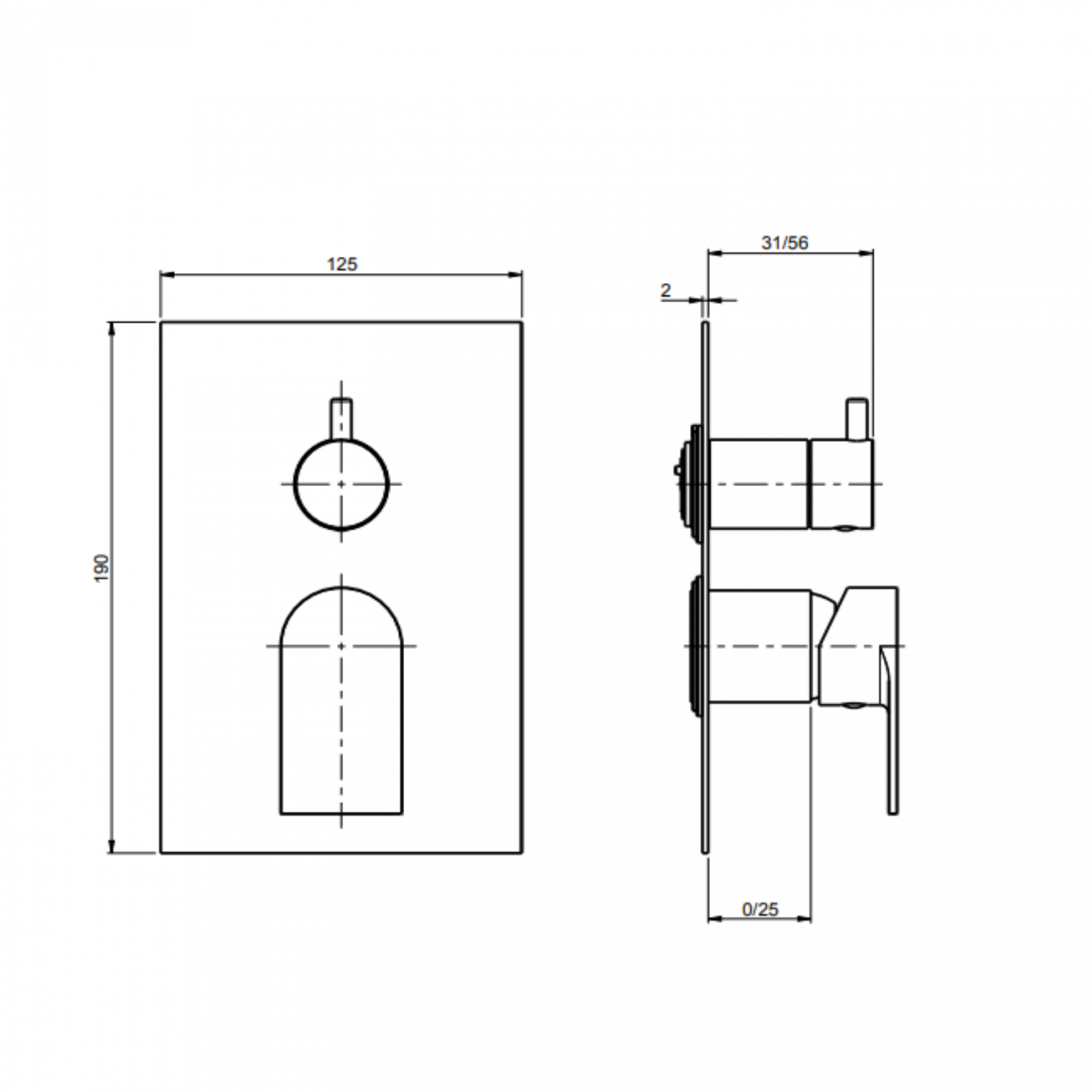 F.lli Frattini Tolomeo, Built-in single lever with diverter 2-3 ways