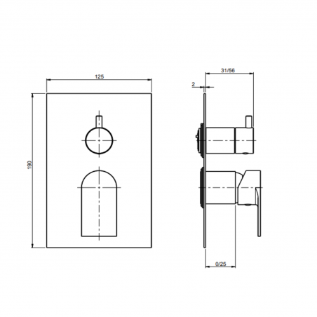 F.lli Frattini Tolomeo, Built-in single lever with diverter 2-3 ways