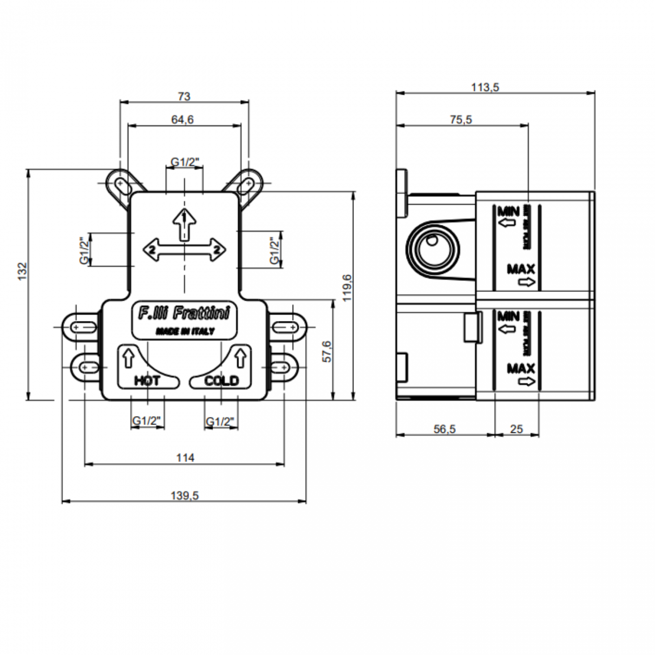 F.lli Frattini Tolomeo, Monocomando incasso con deviatore 2-3 vie