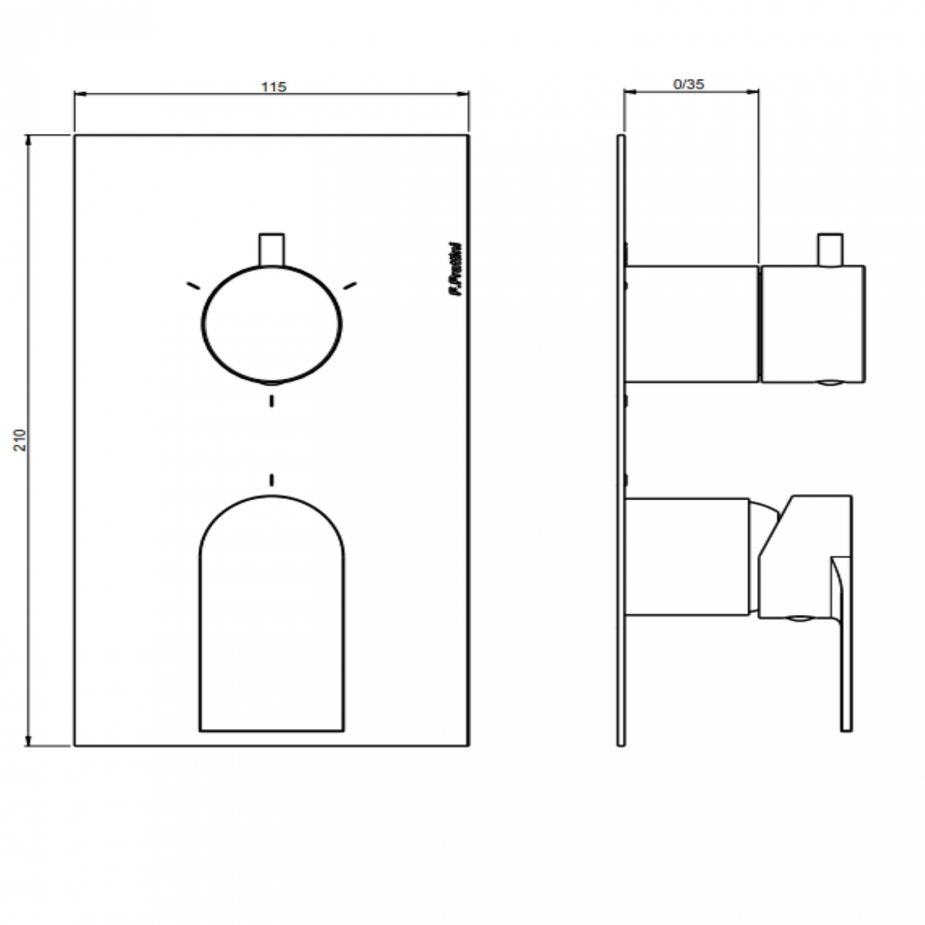 F.lli Frattini Tolomeo, Built-in single lever with diverter 2-3 ways