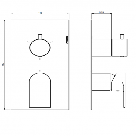 F.lli Frattini Tolomeo, Built-in single lever with diverter 2-3 ways