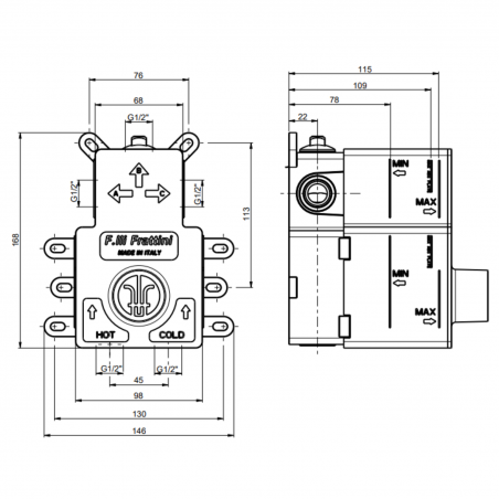 F.lli Frattini Tolomeo, Monocomando incasso con deviatore 2-3 vie