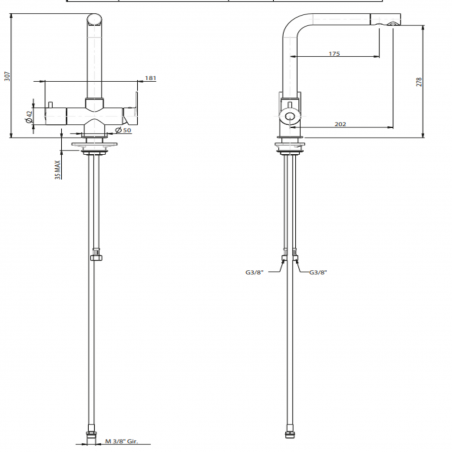 F.lli Frattini Tolomeo, Simple évier 3 voies sans filtres