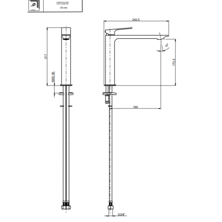 F.lli Frattini Narciso, Single lever washbasin medium model without drain