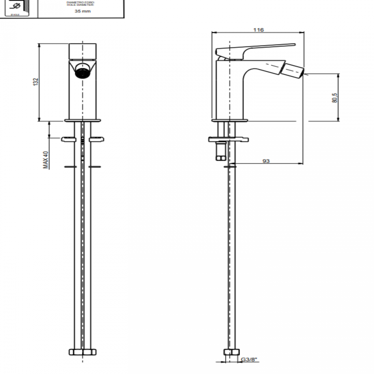 F.lli Frattini Narciso, Single lever for bidet without drain