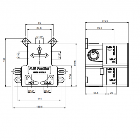 F.lli Frattini Narciso, Single lever recessed 1 way, ABS plate