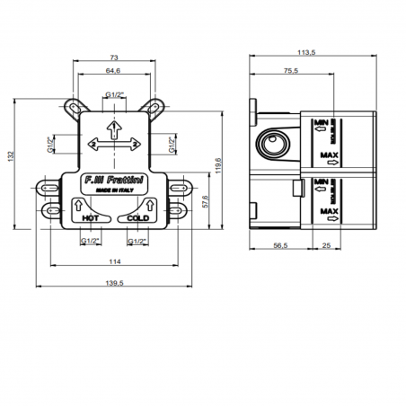 F.lli Frattini Narciso, Single lever recessed 2 ways