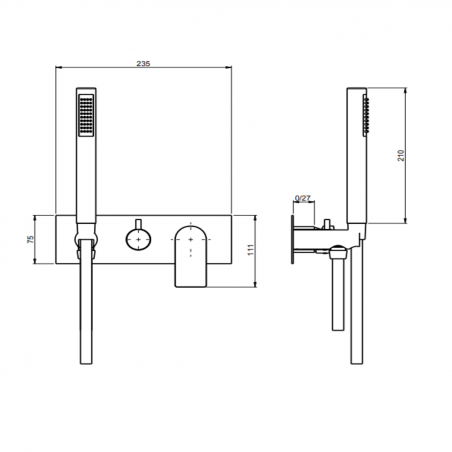 F.lli Frattini Narciso, Built-in single lever with diverter 2 ways