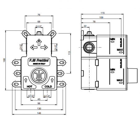 F.lli Frattini Narciso, Single lever recessed 2-3 ways
