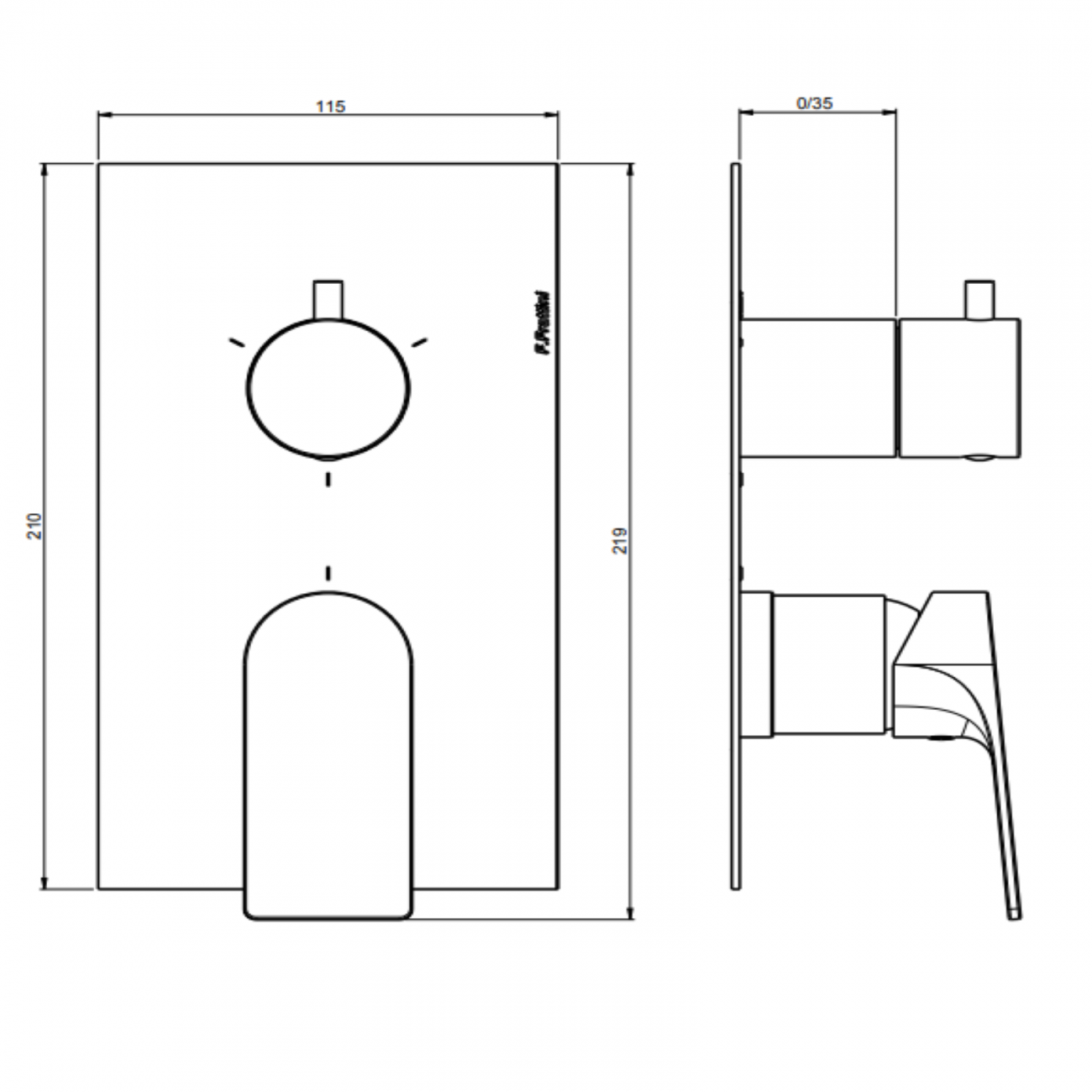 F.lli Frattini Narciso, Single lever recessed 2-3 ways