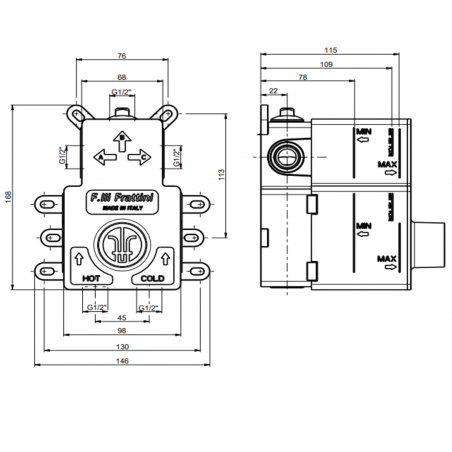 F.lli Frattini Narciso, Single lever recessed 2-3 ways