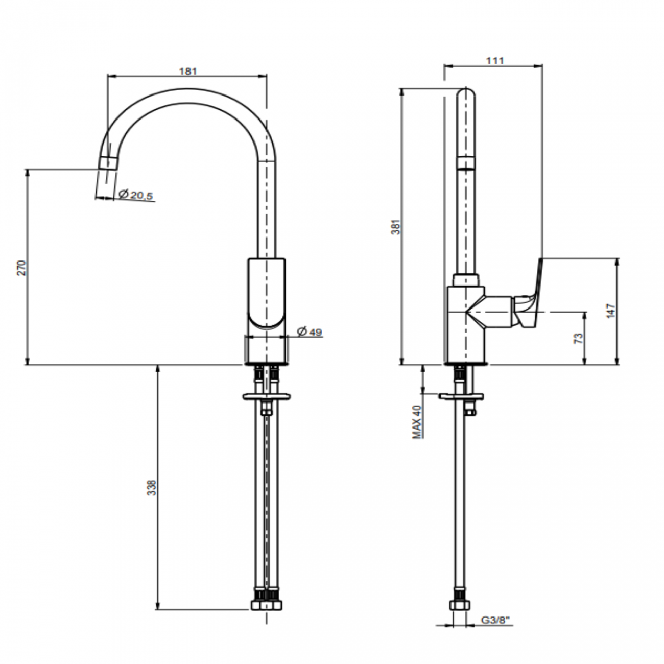 F.lli Frattini Narciso, Monocomando per lavello monoforo