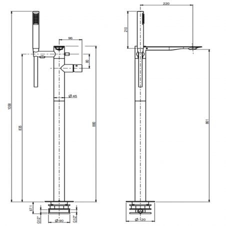 F.lli Frattini Narciso S, Single lever bath floor