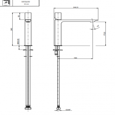 F.lli Frattini Narciso, Monocomando lavabo modello medio senza scarico