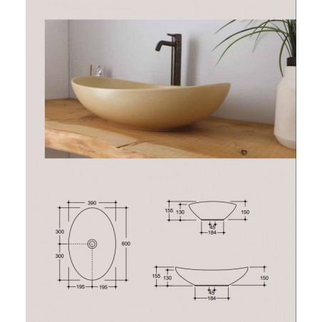 Vitruvit VESSEL Lavabo d'appoggio cm60x39