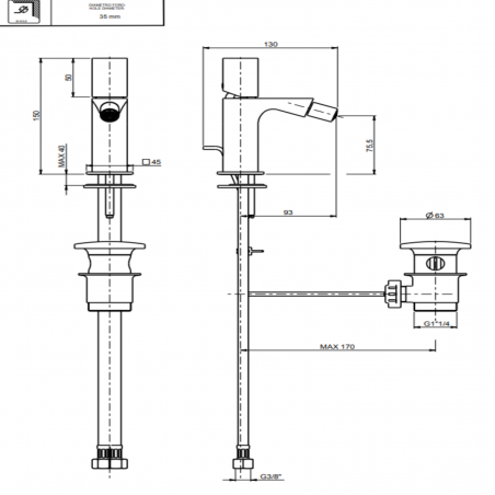 F.lli Frattini Narciso S, Monocomando per bidet con scarico 11/4