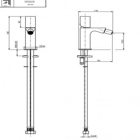 F.lli Frattini Narciso S, Monocommande pour bidet avec échappement 1"1/4