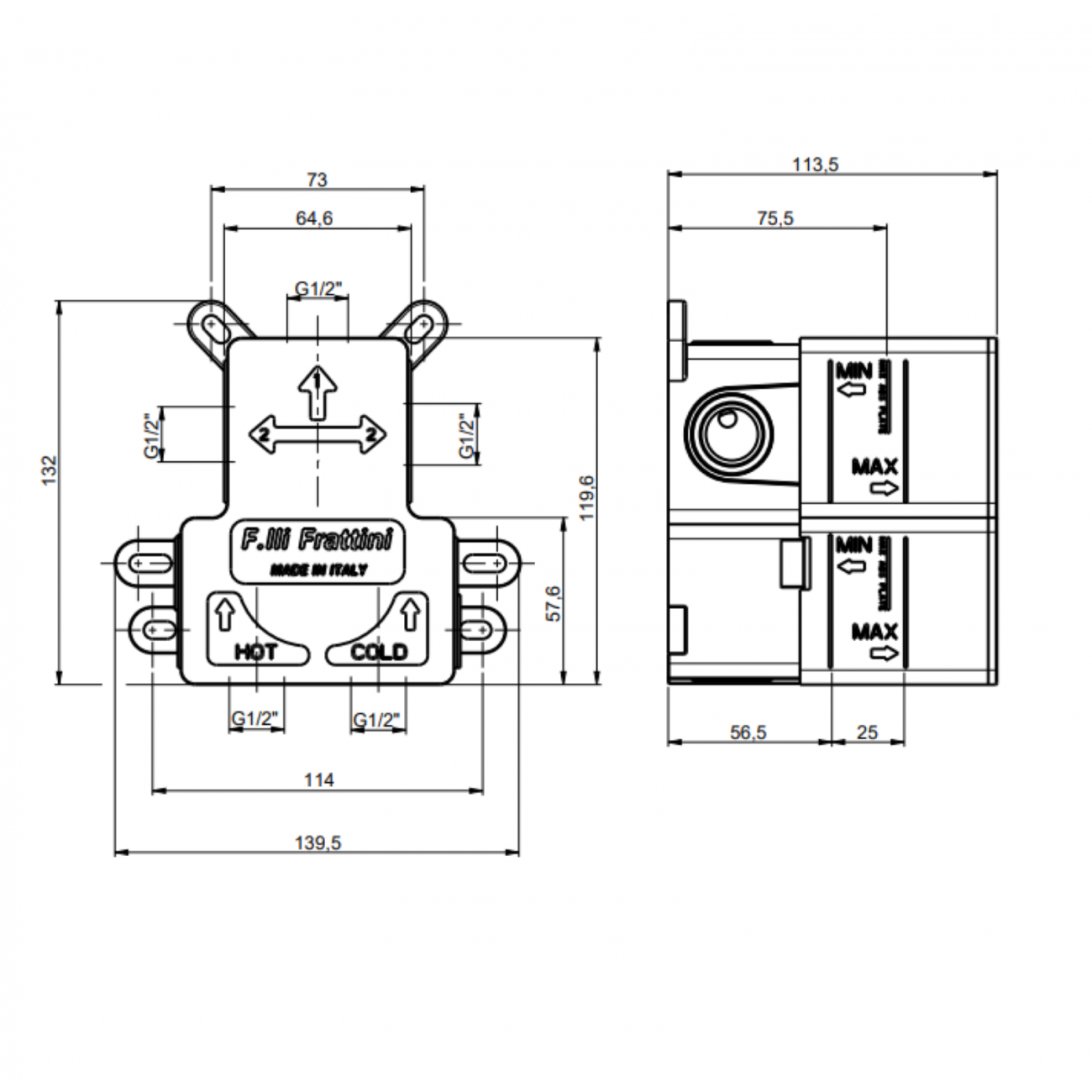 F.lli Frattini Narciso S, Single lever recessed 1 street