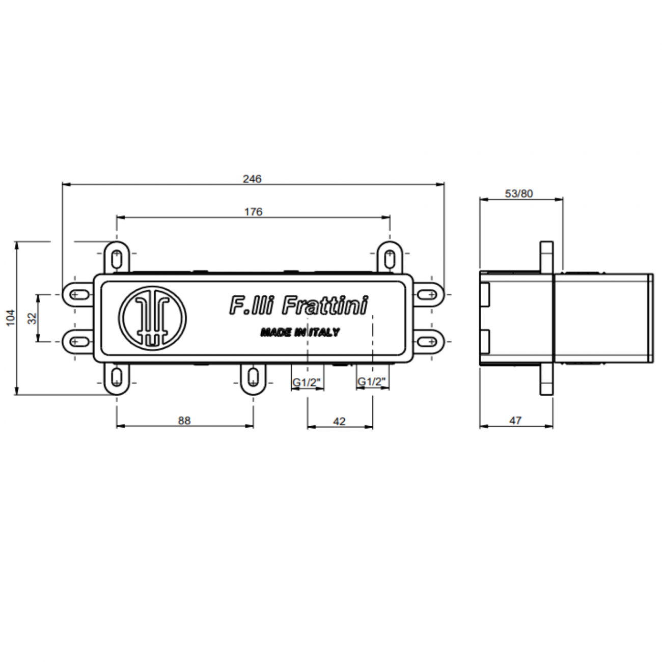 F.lli Frattini Narciso S, Built-in single lever with 2-way diverter