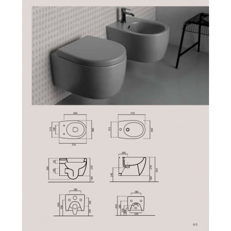 Vitruvit Wall hung bidet OPEN cm 36x53 h42cm
