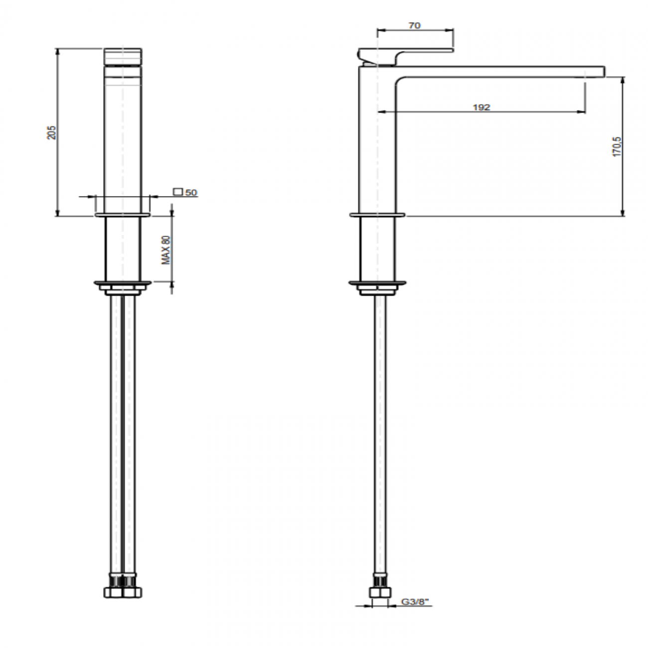 F.lli Frattini Vita, Monocommande lavabo modèle moyen sans échappement