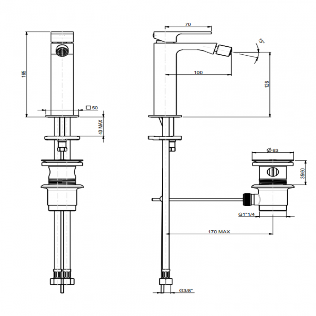 F.lli Frattini Vita, Single lever for bidet without drain