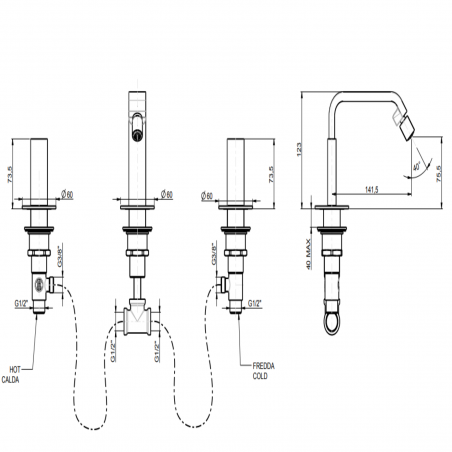 F.lli Frattini Vita, Batterie de lavabo avec bouche haute