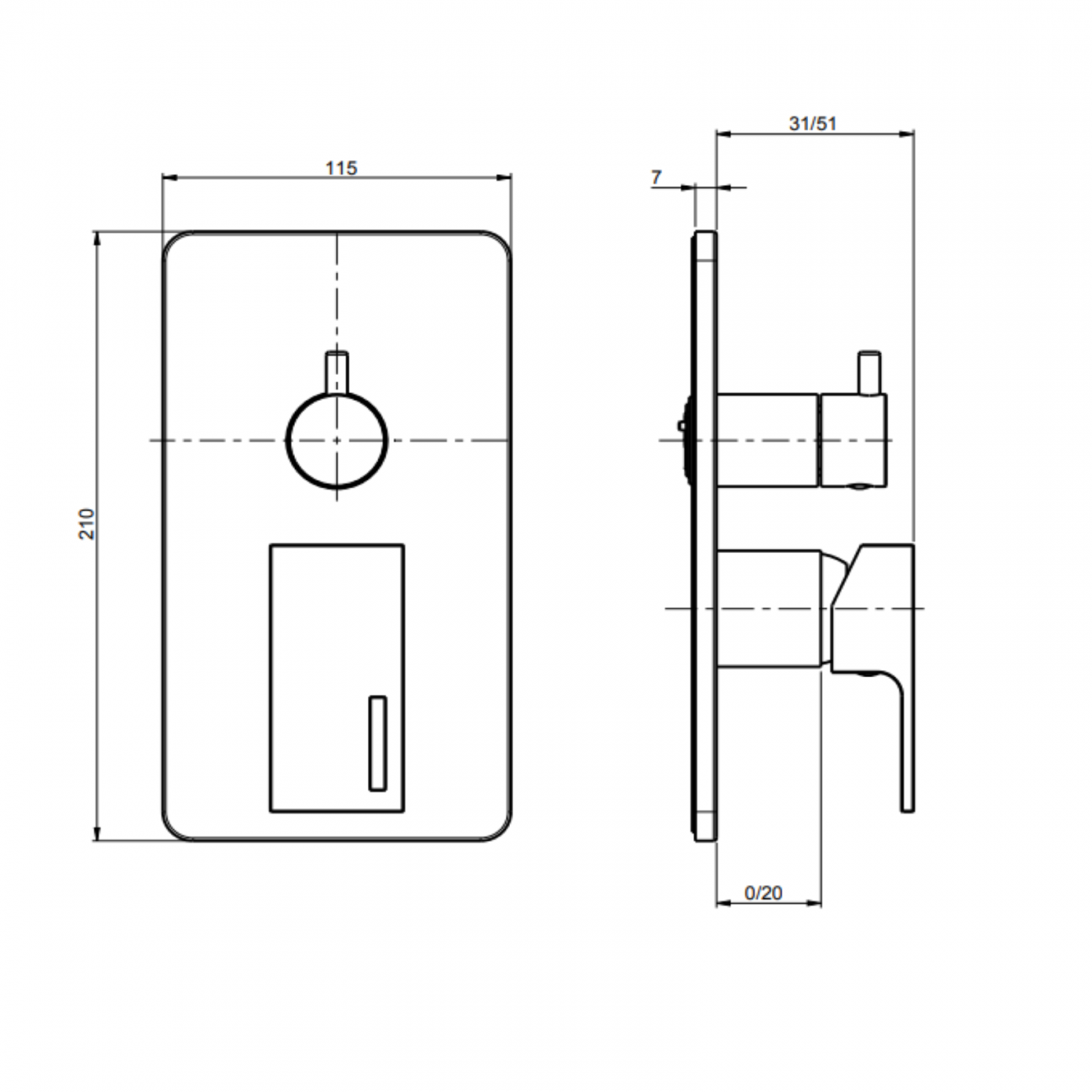 F.lli Frattini Vita, Monocomando incasso con deviatore a 2 vie, piastra ABS