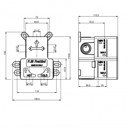 F.lli Frattini Vita, Monocomando incasso con deviatore a 2 vie, piastra ABS