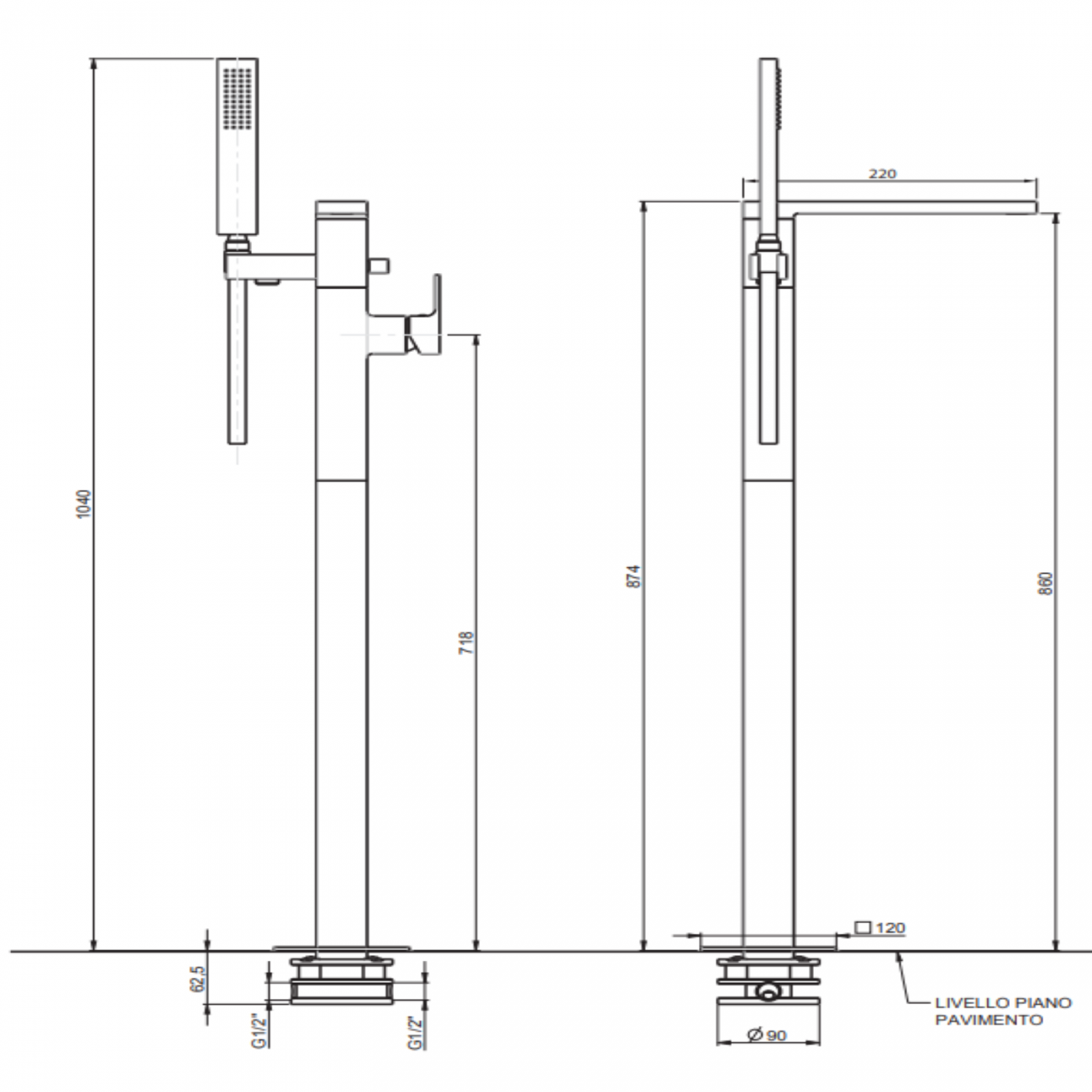 F.lli Frattini Vitadue, Single lever bath floor